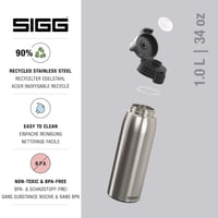 Sigg Shield ONE rozsdamentes acél ivópalack 750ml szénezett italokhoz - Brushed, 1 L 3
