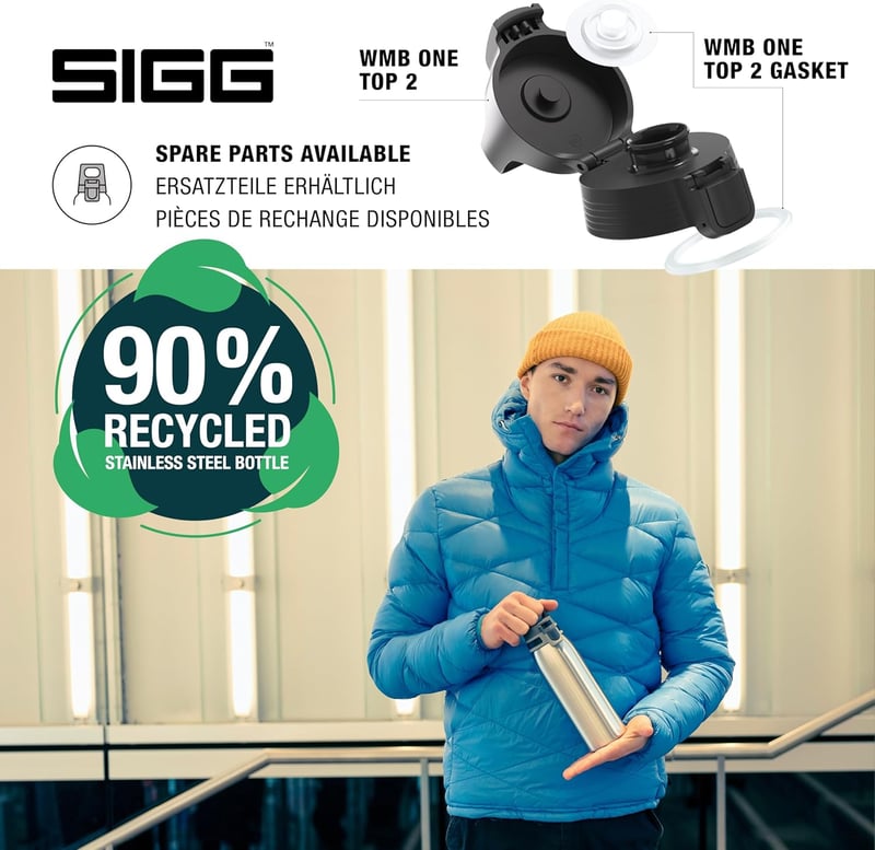 Sigg Shield ONE rozsdamentes acél ivópalack 750ml szénezett italokhoz - Brushed, 1 L