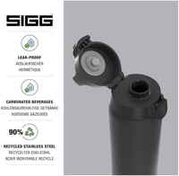 Sigg Shield ONE rozsdamentes acél ivópalack 750ml szénezett italokhoz - Black, 1 L 2