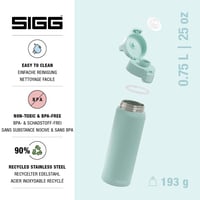 Sigg Shield ONE rozsdamentes acél ivópalack 750ml szénezett italokhoz - Milky Blue, Pastel 0.75 L 3