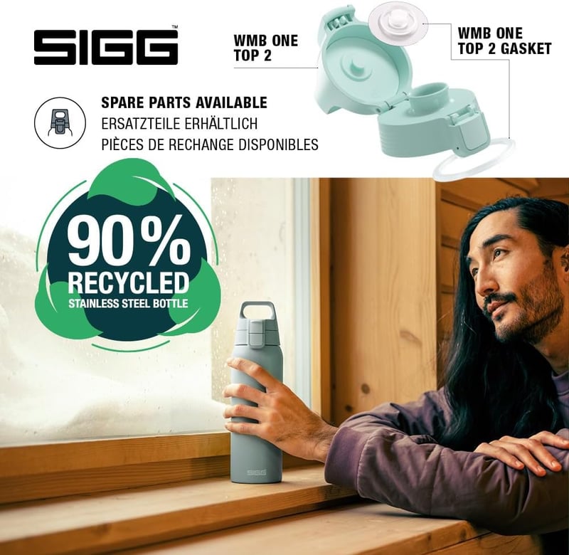 Sigg Shield ONE rozsdamentes acél ivópalack 750ml szénezett italokhoz - Milky Blue, Pastel 0.75 L