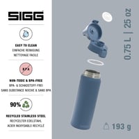 Sticlă de apă din oțel inoxidabil Sigg Shield ONE - Albastru închis - 0,75L - Pentru băuturi carbogazoase - Etanșă - Fără BPA - Outdoor și fitness 3
