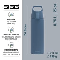 Sticlă de apă din oțel inoxidabil Sigg Shield ONE - Albastru închis - 0,75L - Pentru băuturi carbogazoase - Etanșă - Fără BPA - Outdoor și fitness 2