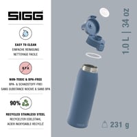 Nerezová fľaša na pitie Sigg Shield ONE - tmavomodrá - 1 l - na sýtené nápoje - nepriepustná - bez obsahu BPA - ľahká - na outdoor a fitness 3