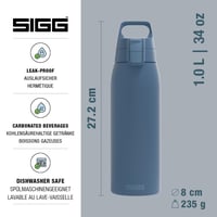 Nerezová fľaša na pitie Sigg Shield ONE - tmavomodrá - 1 l - na sýtené nápoje - nepriepustná - bez obsahu BPA - ľahká - na outdoor a fitness 2