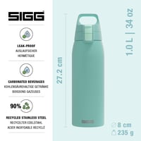 Nerezová fľaša na pitie SIGG Shield ONE na sýtené nápoje - svetlomodrá - 1 l 2
