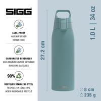 Nerezová fľaša na pitie Sigg Shield ONE na sýtené nápoje, nepriepustná, bez BPA, ľahká – 750 ml / 1 l / 1,5 l 2