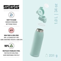 Nerezová fľaša na vodu SIGG Shield ONE, 1 l, na sýtené nápoje, nepriepustná, bez BPA — používaná (stav: pozri 2. obrázok) 5