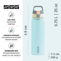 Sticlă din oțel inoxidabil Sigg Shield ONE - Multicolor Breeze - pentru băuturi carbogazoase - etanșă - fără BPA - Outdoor și Fitness - Albastru deschis - 0,75 L 2