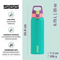 Sticlă din oțel inoxidabil Sigg Shield ONE, pentru băuturi carbogazoase, etanșă, fără BPA, turcoaz, 0,75 L 2