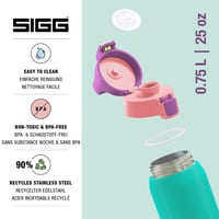 Sticlă din oțel inoxidabil Sigg Shield ONE, pentru băuturi carbogazoase, etanșă, fără BPA, turcoaz, 0,75 L 3