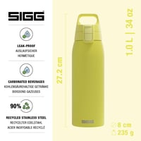 Nerezová fľaša na vodu Sigg Shield ONE Ultra Lemon na sýtené nápoje, nepriepustná, bez BPA, citrónovo žltá, 1 l 2
