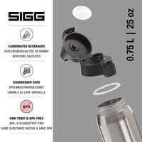 Termos izolat Sigg Shield Therm One Brushed - pentru băuturi carbogazoase - etanș - lavabil în mașina de spălat vase - fără BPA - 90% oțel inoxidabil reciclat - argintiu - 0,75L 3