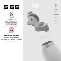 Termos izolat Sigg Shield Therm One Alb – Pentru băuturi carbogazoase – Compatibil cu mașina de spălat vase – Fără BPA – 90% oțel reciclat – 1,5 L 3