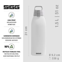 Termos izolat Sigg Shield Therm One Alb – Pentru băuturi carbogazoase – Compatibil cu mașina de spălat vase – Fără BPA – 90% oțel reciclat – 1,5 L 2