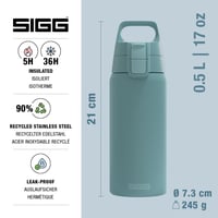 Termos izolat SIGG Shield Therm One Morning Blue - pentru băuturi carbogazoase - etanș - lavabil în mașina de spălat vase - fără BPA - 90% oțel inoxidabil reciclat - 0,5 L 2