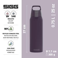 Izolovaná termoska Sigg Shield Therm One Nocturne na sýtené nápoje - tmavofialová - 0,75 l - nehrdzavejúca oceľ - bez BPA - vhodná do umývačky riadu 2
