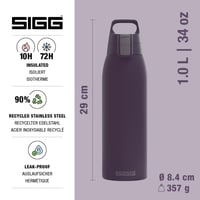 Izolovaná termoska Sigg Shield Therm One Nocturne na sýtené nápoje - tmavofialová - 1 l - nehrdzavejúca oceľ - bez BPA - vhodná do umývačky riadu 2