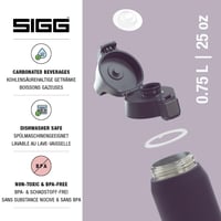 Izolovaná termoska Sigg Shield Therm One Nocturne na sýtené nápoje - tmavofialová - 0,75 l - nehrdzavejúca oceľ - bez BPA - vhodná do umývačky riadu 3