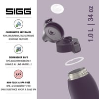 Izolovaná termoska Sigg Shield Therm One Nocturne na sýtené nápoje - tmavofialová - 1 l - nehrdzavejúca oceľ - bez BPA - vhodná do umývačky riadu 3