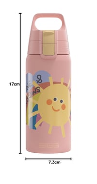 Sticlă termoizolantă pentru copii SIGG Shield Therm One Sunshine - pentru băuturi carbogazoase - etanșă - compatibilă cu mașina de spălat vase - fără BPA - 90% oțel inoxidabil reciclat - roz deschis cu soare - 0,5L 8