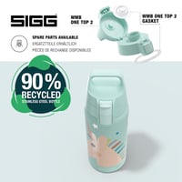 Sticlă termoizolantă pentru copii Sigg Shield Therm One Uni Stars – pentru băuturi carbogazoase, etanșă, lavabilă în mașina de spălat vase, fără BPA, 90% oțel reciclat, design unicorn aqua, 0,5 L 4