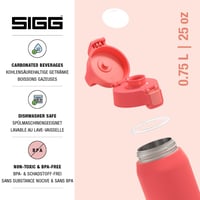 Termos Sigg Shield Therm One Watermelon - 0,75L, Oțel Inoxidabil, pentru Băuturi Carbogazoase, Etanș, Lavabil în Mașina de Spălat Vase, Fără BPA, Roz 3