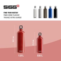 Bidon din aluminiu SIGG Traveller - Roșu - 1L - Pentru băuturi carbogazoase - Etanș - Ușor - Fără BPA - Sporturi în aer liber 5