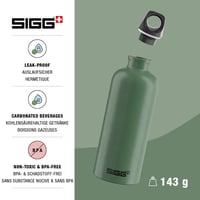 Bidon din aluminiu Sigg Traveller - Verde (Leaf Green) - 1 L - pentru băuturi carbogazoase - etanș - ușor - fără BPA - sport și outdoor 4