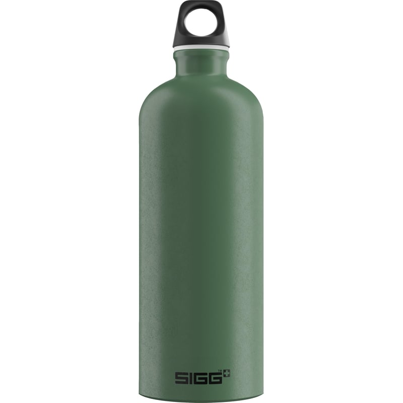 Bidon din aluminiu Sigg Traveller - Verde (Leaf Green) - 1 L - pentru băuturi carbogazoase - etanș - ușor - fără BPA - sport și outdoor
