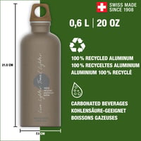 Sticlă de apă din aluminiu SIGG Traveller MyPlanet - Neutră din punct de vedere climatic, etanșă, ușoară - Culoare taupe mat - 0,6 L - Pentru activități în aer liber și yoga 2
