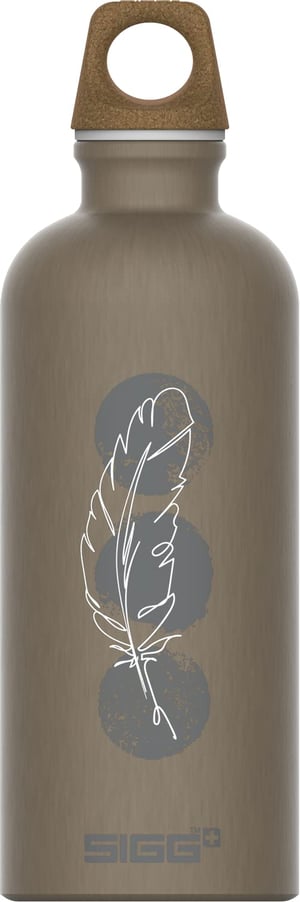 Sticlă de apă din aluminiu SIGG Traveller MyPlanet – taupe mat, 0,6 L – Stare: utilizat – Etanșă (stare: vezi a 2-a fotografie)