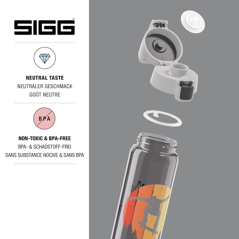 Sigg Tritan Ivópalack 600ml Szódavízhez Spülmaschinefest Szivárgatásmentes BPA-mentes - Skate, 0.6 L