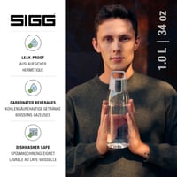 SIGG Tritan Ivópalack Total Colour szín, szénezett italokhoz, mosogatógépben mosható, 0.6-1.5L - Transparent, 1 L 2