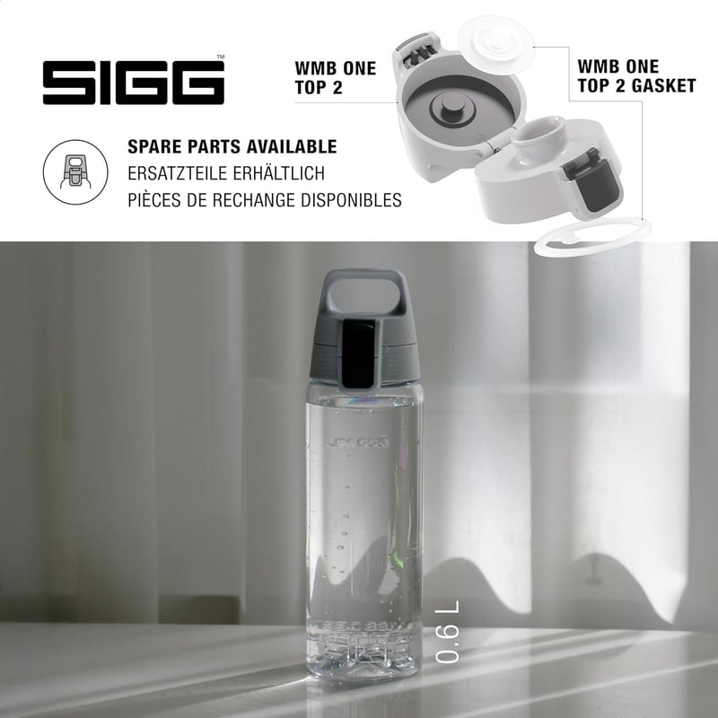 SIGG Tritan Ivópalack Total Colour szín, szénezett italokhoz, mosogatógépben mosható, 0.6-1.5L - Transparent, 1 L