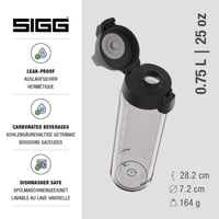 Sticlă pentru apă Sigg Tritan Total Color ONE, transparentă, pentru băuturi carbogazoase, lavabilă în mașina de spălat vase, etanșă, fără BPA, 0,75 L 2