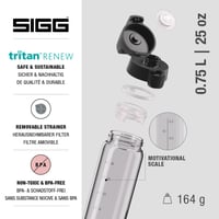 Sticlă pentru apă Sigg Tritan Total Color ONE, transparentă, pentru băuturi carbogazoase, lavabilă în mașina de spălat vase, etanșă, fără BPA, 0,75 L 3