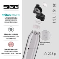 Sticlă din plastic transparent Sigg Tritan Total Color ONE pentru băuturi carbogazoase, lavabilă în mașina de spălat vase, etanșă, fără BPA, 1,5 L 3