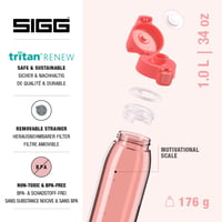 Fľaša na vodu Sigg Tritan Total Color ONE Watermelon – Na sýtené nápoje – Vhodná do umývačky riadu – Nepriepustná – Bez BPA – Ružová – 1 l 3
