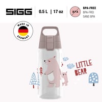 Bidon pentru copii Sigg Viva One Bear Family 0,5 L – pentru băuturi carbogazoase, etanș, lavabil în mașina de spălat vase, fără BPA, albastru, pentru sport și școală 2