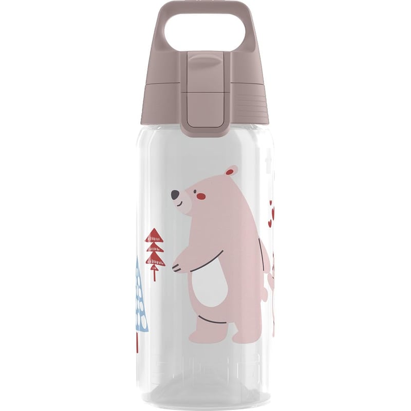 Bidon pentru copii Sigg Viva One Bear Family 0,5 L – pentru băuturi carbogazoase, etanș, lavabil în mașina de spălat vase, fără BPA, albastru, pentru sport și școală