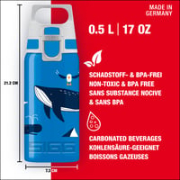 Bidon pentru copii Sigg Viva One Blue Whale 0,5 L – potrivit și pentru băuturi carbogazoase, etanș, lavabil în mașina de spălat vase, fără BPA, cu balenă albastră 3