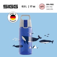 Bidon pentru copii Sigg Viva One Blue Whale 0,5 L – potrivit și pentru băuturi carbogazoase, etanș, lavabil în mașina de spălat vase, fără BPA, cu balenă albastră 2