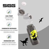 Bidon pentru copii SIGG Viva One Dino 0,5 L – pentru băuturi carbogazoase, etanș, lavabil în mașina de spălat vase, fără BPA – gri cu dinozauri 3