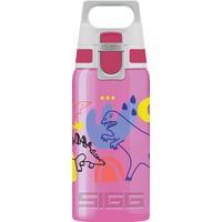 Detská fľaša na vodu Sigg Viva One Dino Run 0,5 l - ružová s dinosaurami, nepriepustná, bez BPA, ovládanie jednou rukou, športová fľaša do školy 1