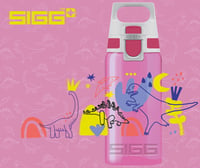 Detská fľaša na vodu Sigg Viva One Dino Run 0,5 l - ružová s dinosaurami, nepriepustná, bez BPA, ovládanie jednou rukou, športová fľaša do školy 7