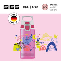 Detská fľaša na vodu Sigg Viva One Dino Run 0,5 l - ružová s dinosaurami, nepriepustná, bez BPA, ovládanie jednou rukou, športová fľaša do školy 2