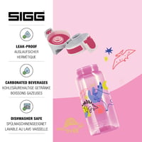 Detská fľaša na vodu Sigg Viva One Dino Run 0,5 l - ružová s dinosaurami, nepriepustná, bez BPA, ovládanie jednou rukou, športová fľaša do školy 3