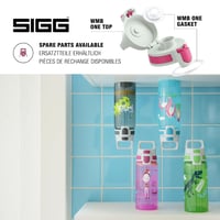 Detská fľaša na vodu Sigg Viva One Dino Run 0,5 l - ružová s dinosaurami, nepriepustná, bez BPA, ovládanie jednou rukou, športová fľaša do školy 4