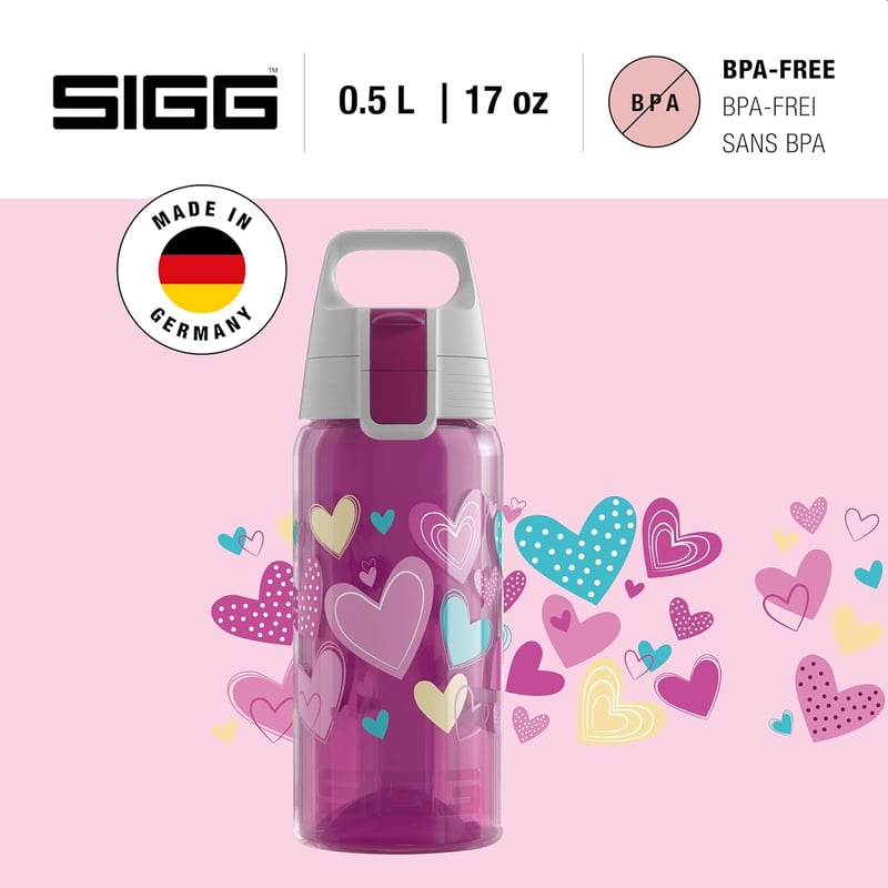 SIGG Viva One gyerekitalos palack 0,5L szénlezárható szivacsmentes - 1 Hearts, 1 Classic